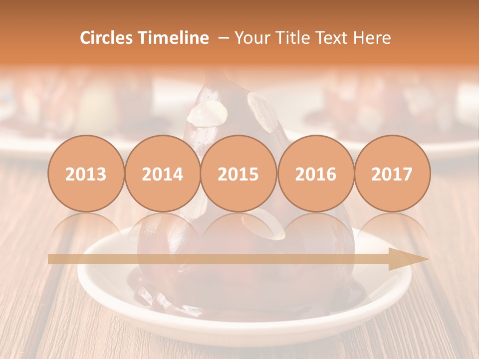 A Plate With Three Pieces Of Chocolate Covered Pears PowerPoint Template