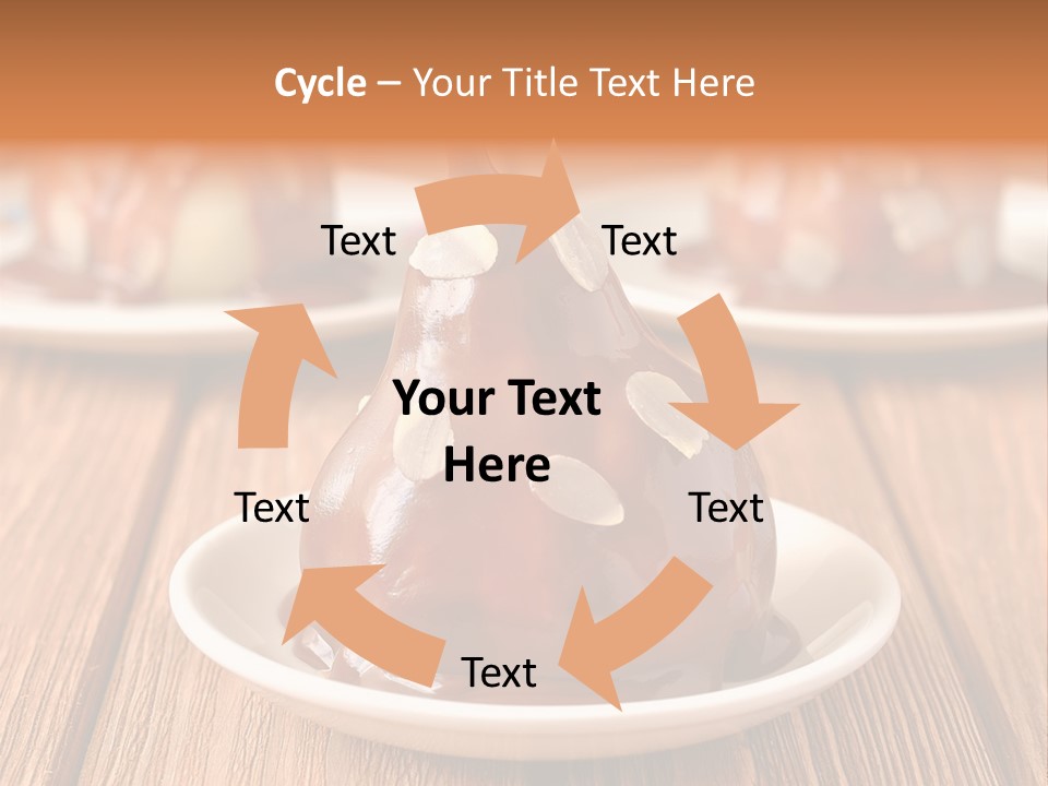 A Plate With Three Pieces Of Chocolate Covered Pears PowerPoint Template