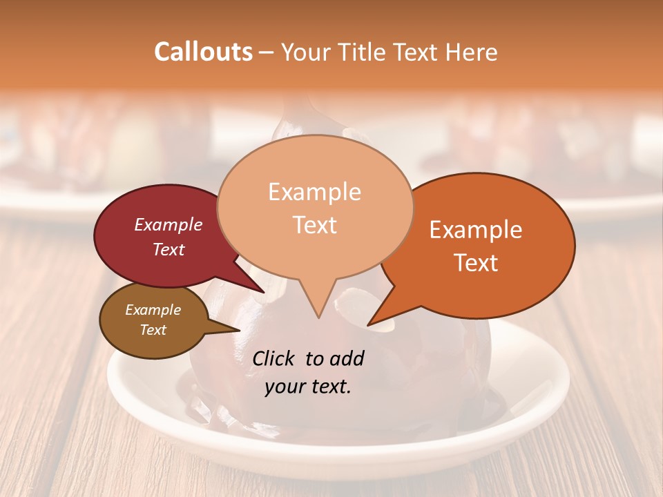 A Plate With Three Pieces Of Chocolate Covered Pears PowerPoint Template