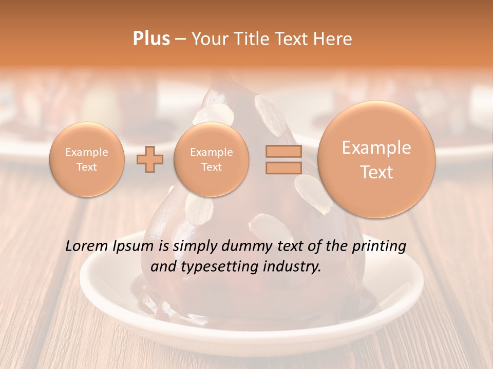 A Plate With Three Pieces Of Chocolate Covered Pears PowerPoint Template