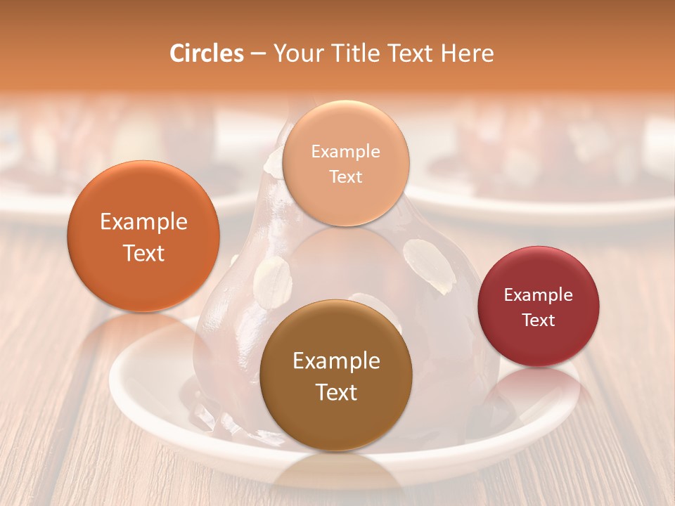 A Plate With Three Pieces Of Chocolate Covered Pears PowerPoint Template