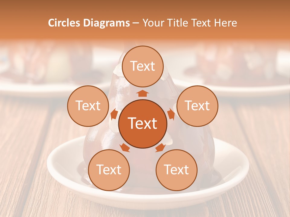 A Plate With Three Pieces Of Chocolate Covered Pears PowerPoint Template