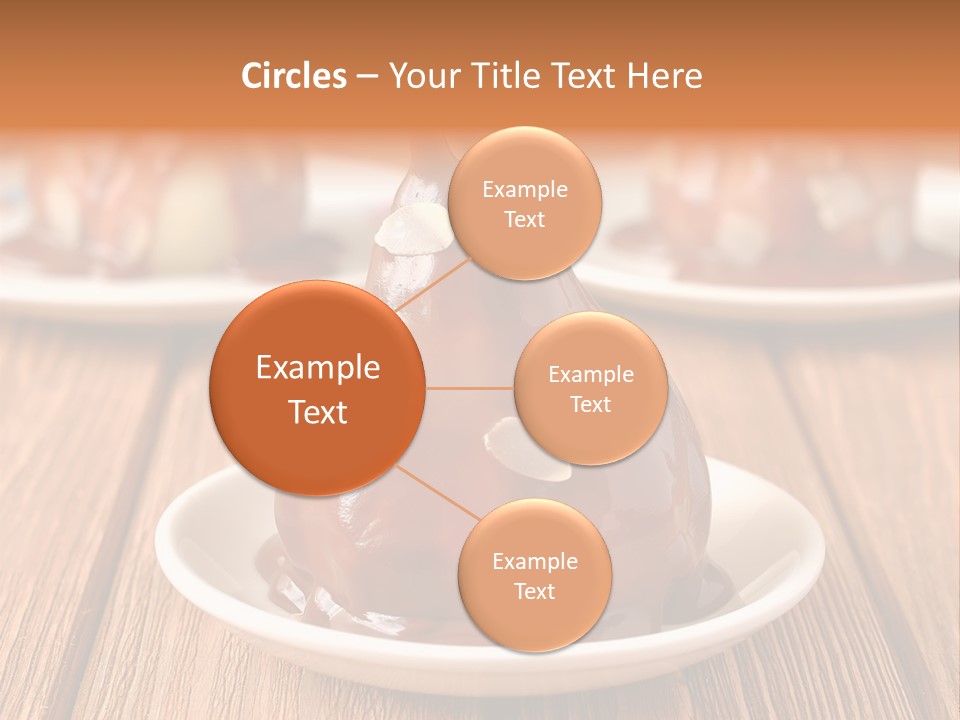 A Plate With Three Pieces Of Chocolate Covered Pears PowerPoint Template