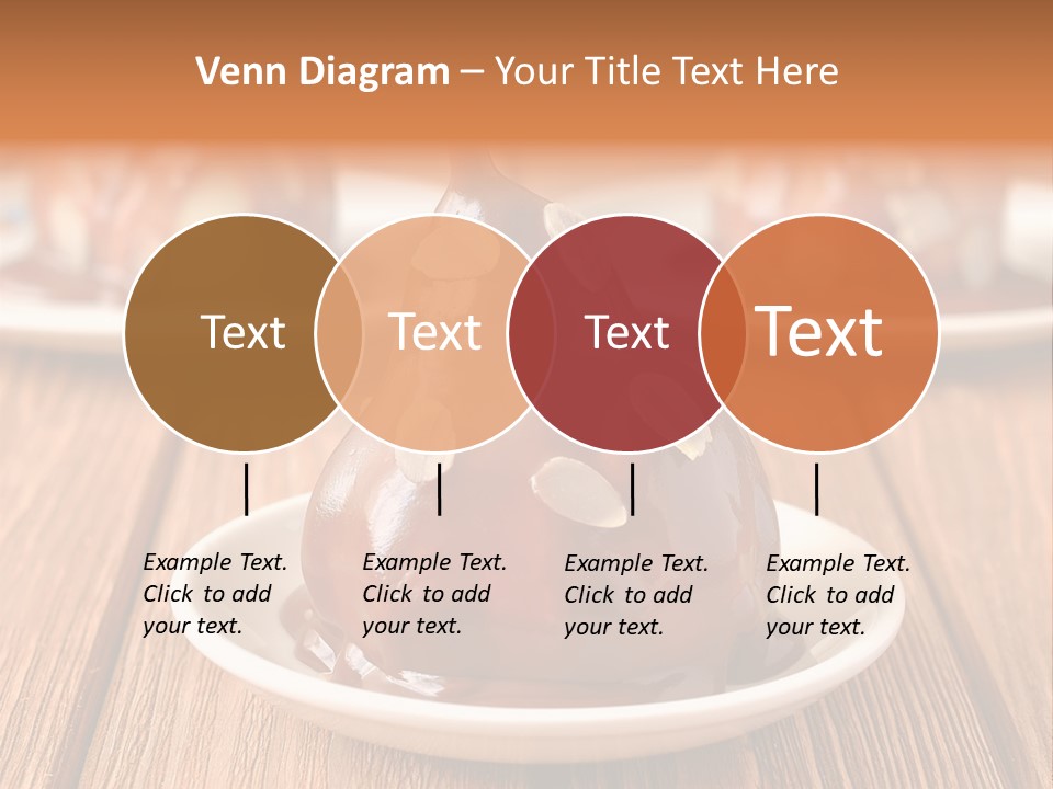 A Plate With Three Pieces Of Chocolate Covered Pears PowerPoint Template