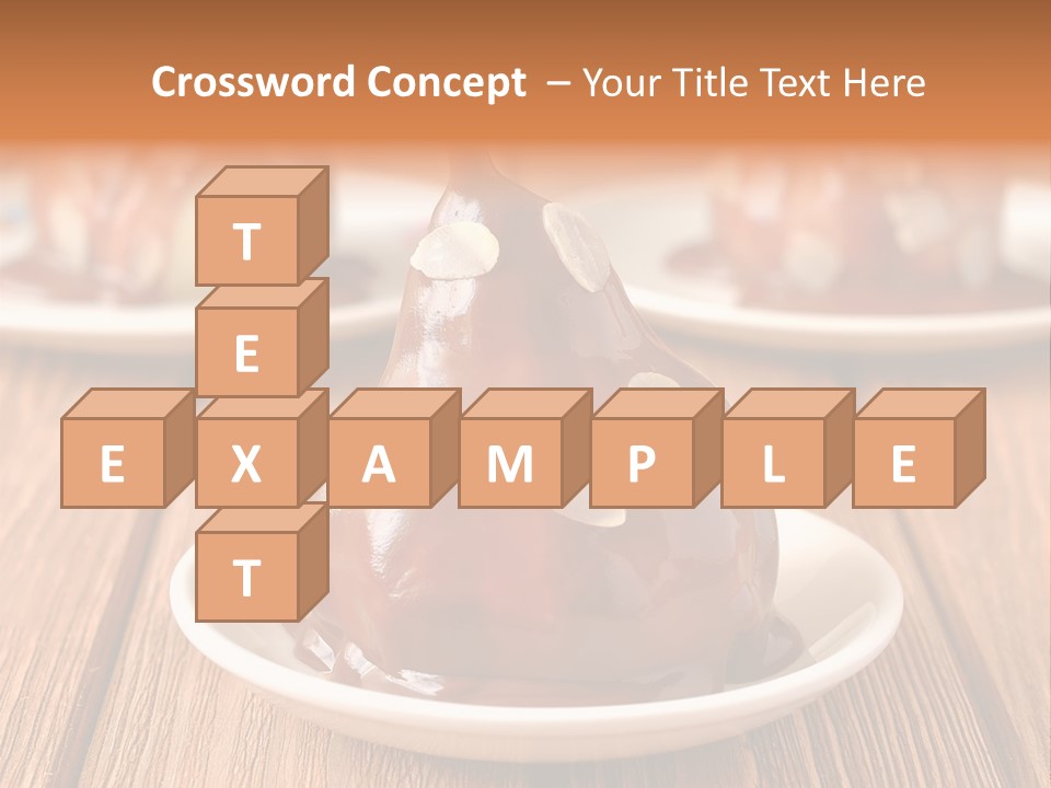 A Plate With Three Pieces Of Chocolate Covered Pears PowerPoint Template