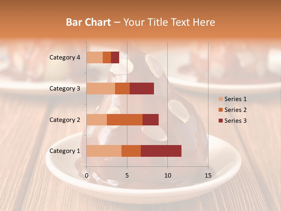 A Plate With Three Pieces Of Chocolate Covered Pears PowerPoint Template