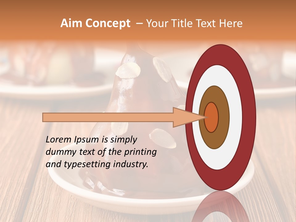 A Plate With Three Pieces Of Chocolate Covered Pears PowerPoint Template