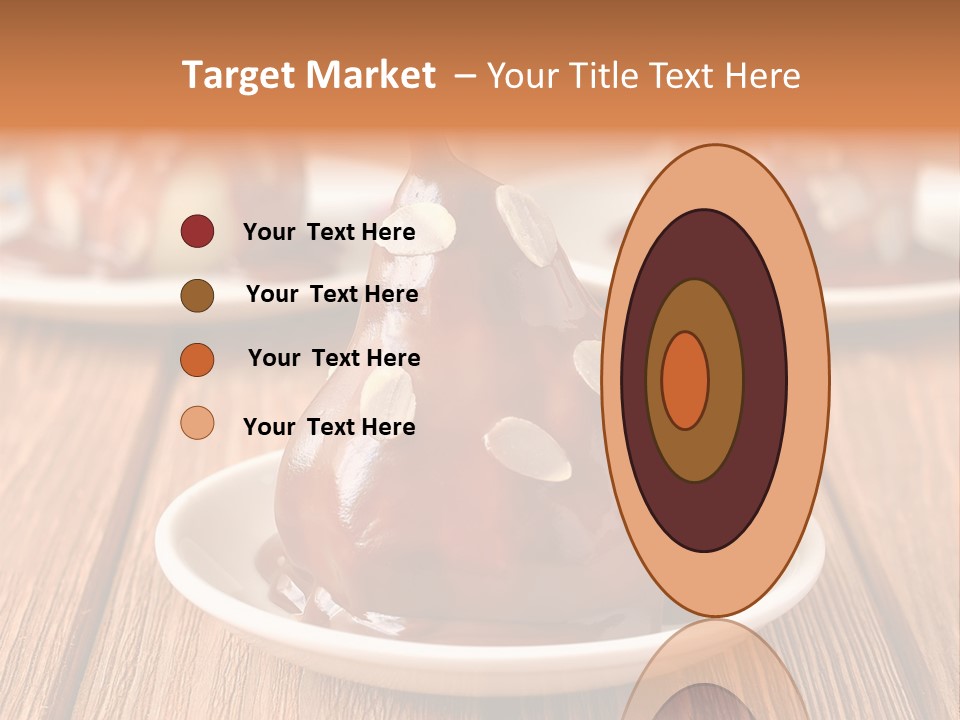 A Plate With Three Pieces Of Chocolate Covered Pears PowerPoint Template