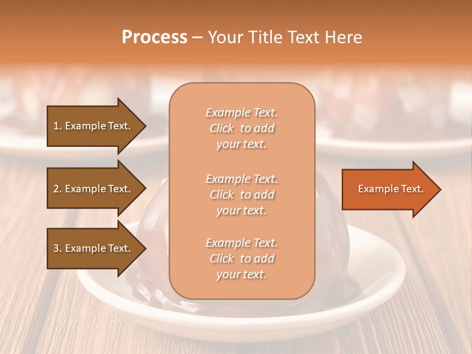 A Plate With Three Pieces Of Chocolate Covered Pears PowerPoint Template