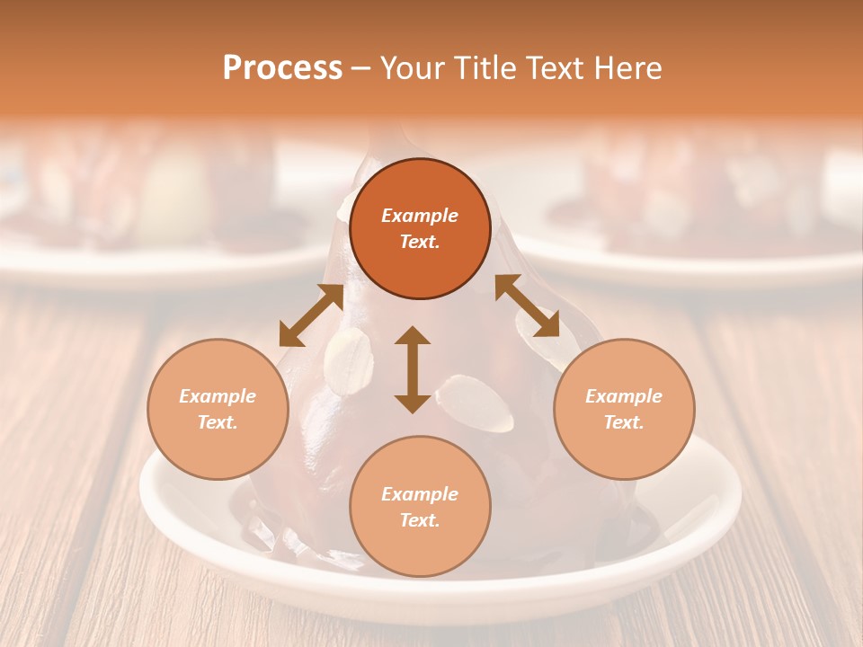 A Plate With Three Pieces Of Chocolate Covered Pears PowerPoint Template
