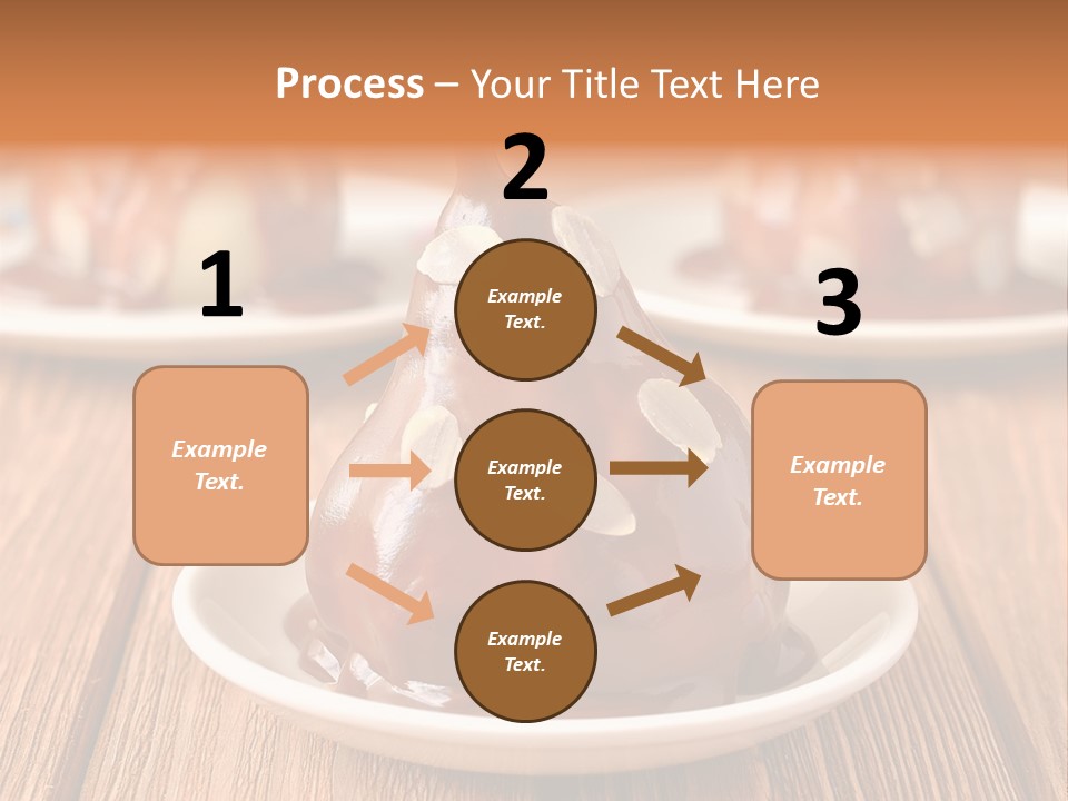 A Plate With Three Pieces Of Chocolate Covered Pears PowerPoint Template