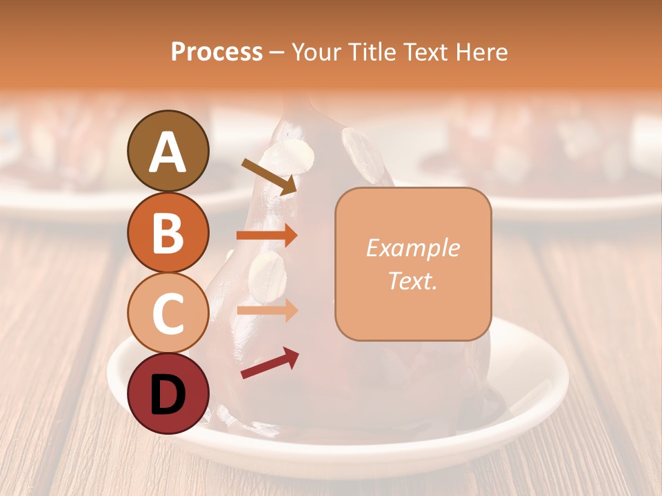 A Plate With Three Pieces Of Chocolate Covered Pears PowerPoint Template