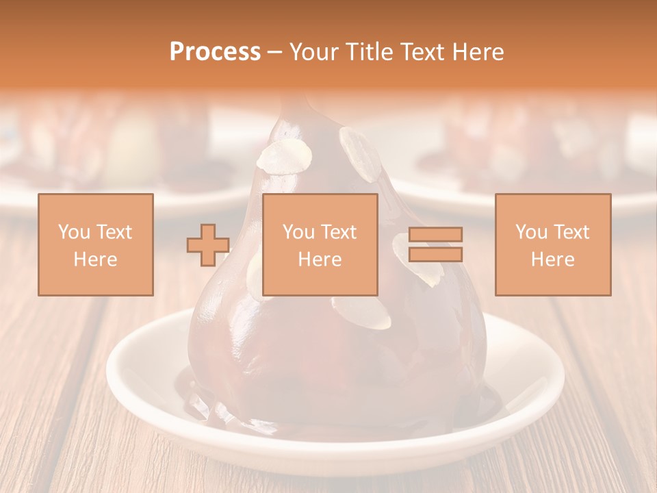 A Plate With Three Pieces Of Chocolate Covered Pears PowerPoint Template