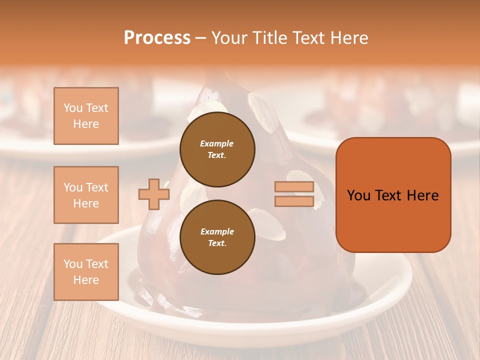 A Plate With Three Pieces Of Chocolate Covered Pears PowerPoint Template