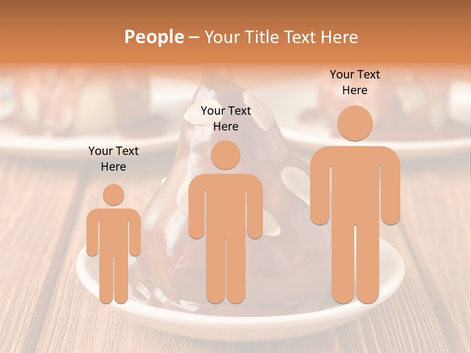 A Plate With Three Pieces Of Chocolate Covered Pears PowerPoint Template