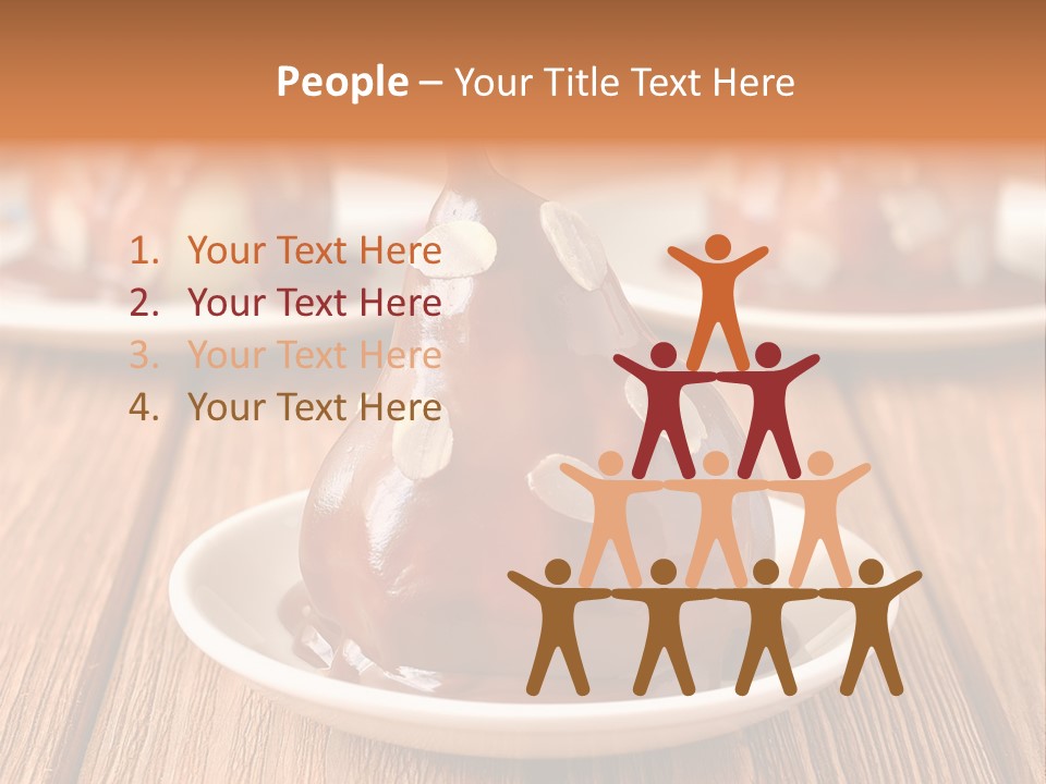 A Plate With Three Pieces Of Chocolate Covered Pears PowerPoint Template