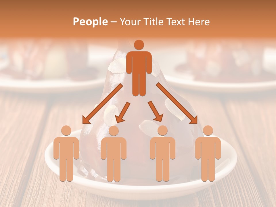 A Plate With Three Pieces Of Chocolate Covered Pears PowerPoint Template