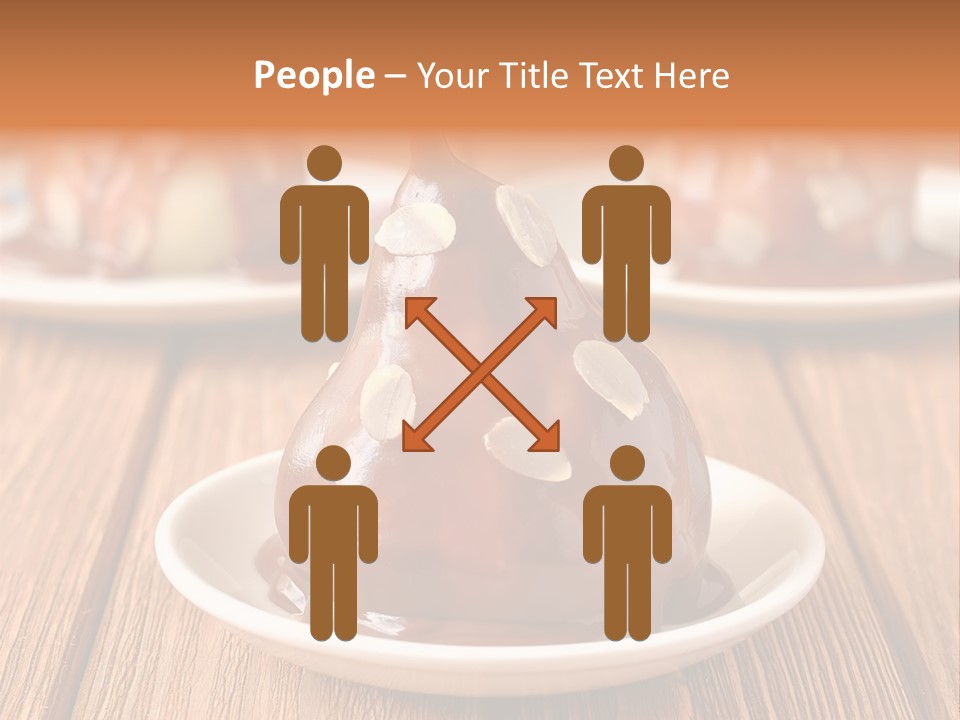 A Plate With Three Pieces Of Chocolate Covered Pears PowerPoint Template