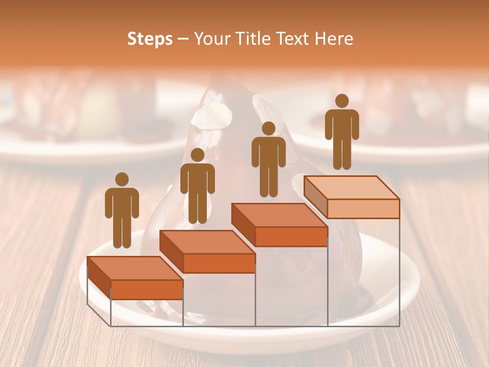 A Plate With Three Pieces Of Chocolate Covered Pears PowerPoint Template