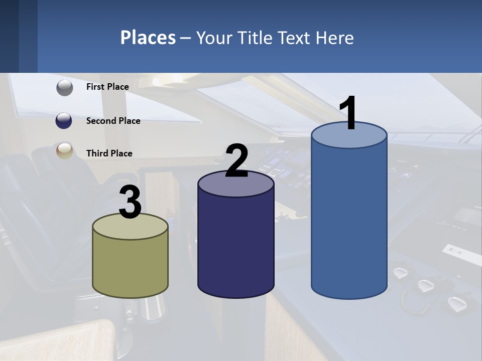 A View Of A Boat's Control Panel From The Cockpit PowerPoint Template
