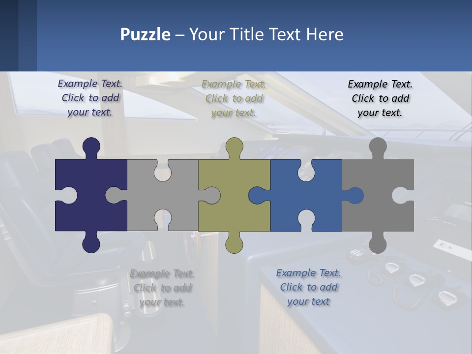 A View Of A Boat's Control Panel From The Cockpit PowerPoint Template