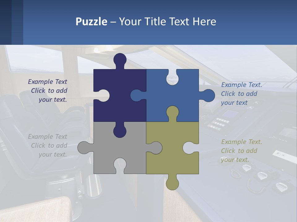 A View Of A Boat's Control Panel From The Cockpit PowerPoint Template