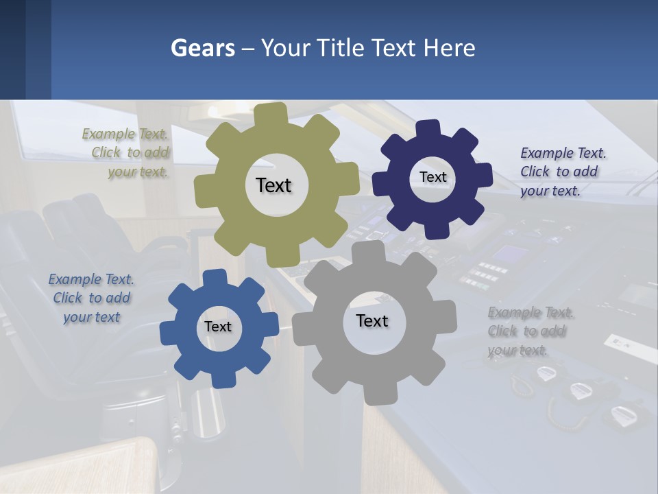 A View Of A Boat's Control Panel From The Cockpit PowerPoint Template