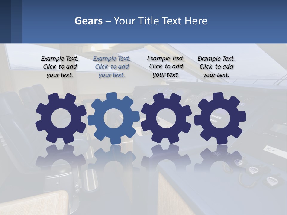 A View Of A Boat's Control Panel From The Cockpit PowerPoint Template