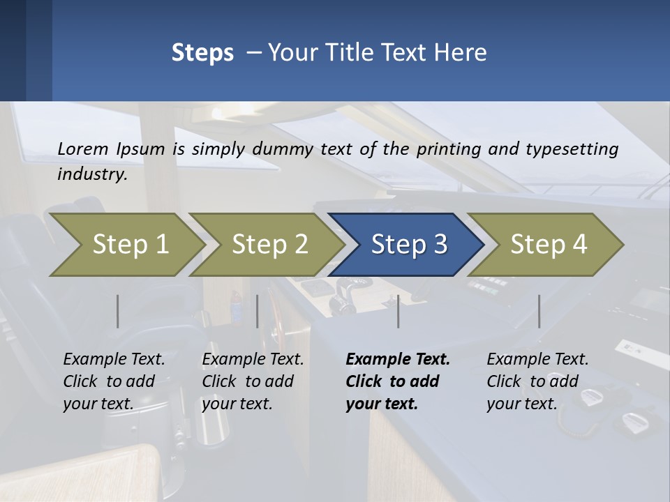 A View Of A Boat's Control Panel From The Cockpit PowerPoint Template