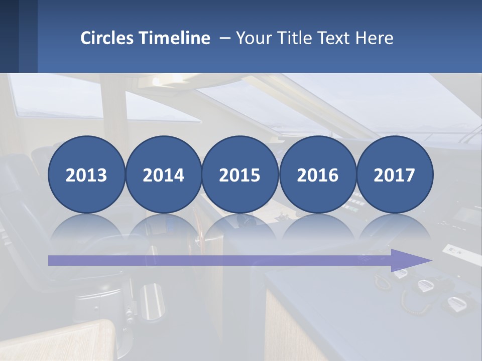 A View Of A Boat's Control Panel From The Cockpit PowerPoint Template