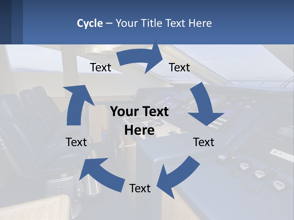 A View Of A Boat's Control Panel From The Cockpit PowerPoint Template