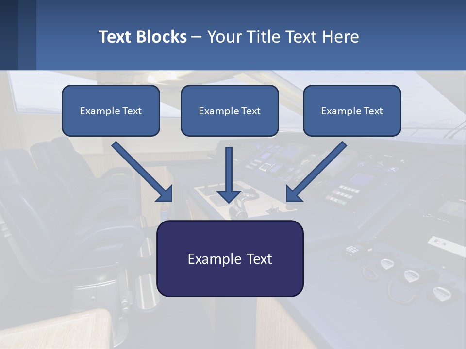 A View Of A Boat's Control Panel From The Cockpit PowerPoint Template