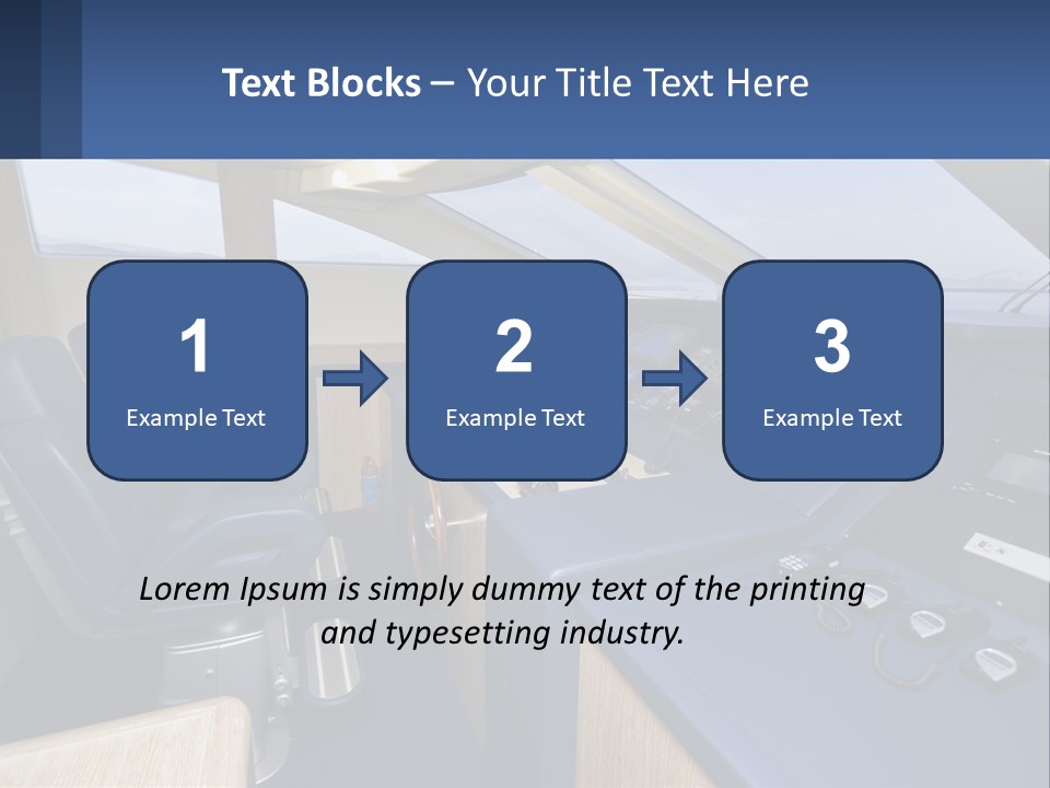 A View Of A Boat's Control Panel From The Cockpit PowerPoint Template