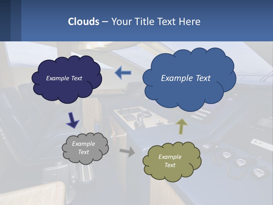 A View Of A Boat's Control Panel From The Cockpit PowerPoint Template