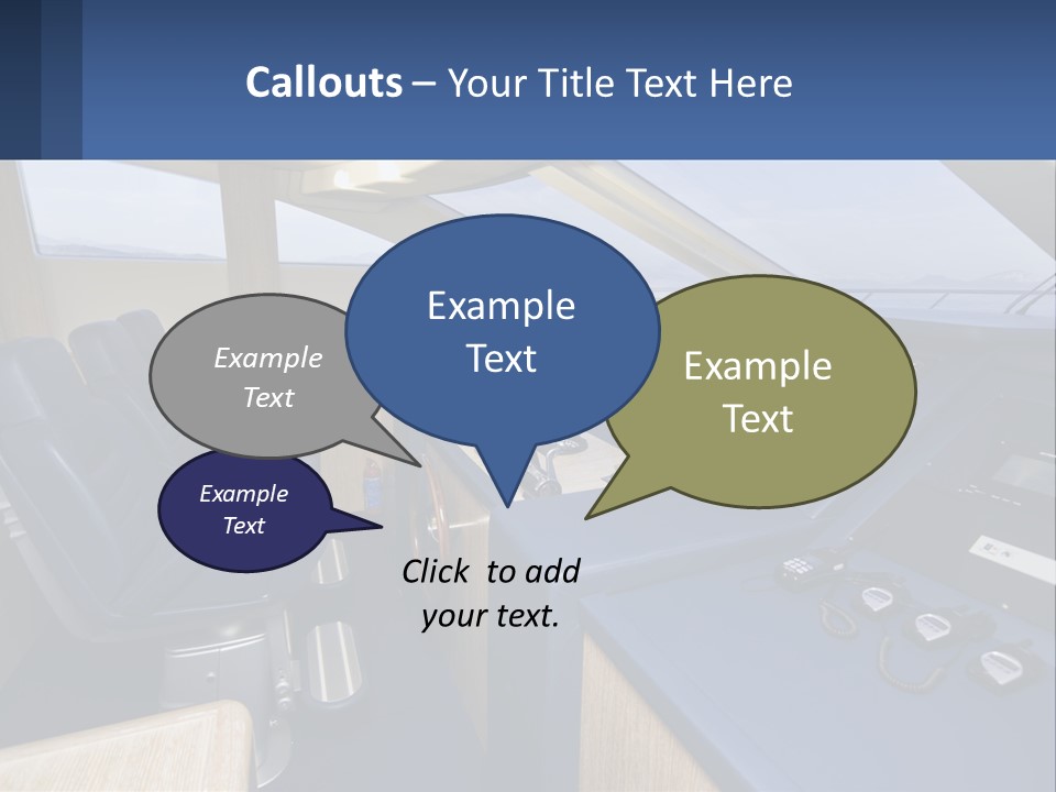 A View Of A Boat's Control Panel From The Cockpit PowerPoint Template