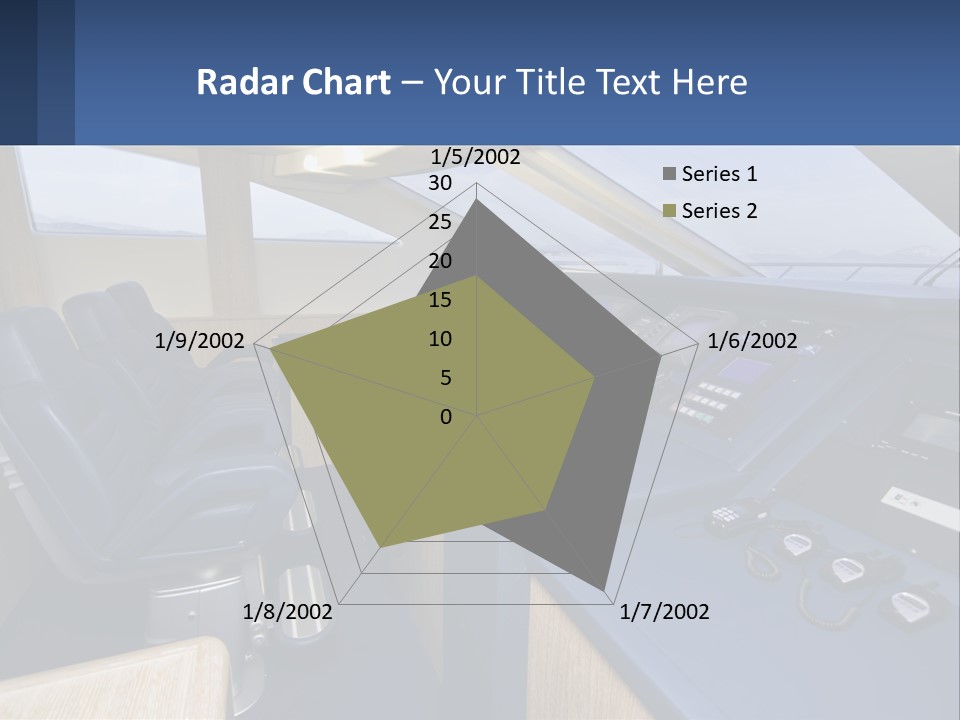 A View Of A Boat's Control Panel From The Cockpit PowerPoint Template