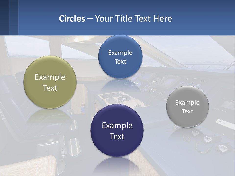 A View Of A Boat's Control Panel From The Cockpit PowerPoint Template