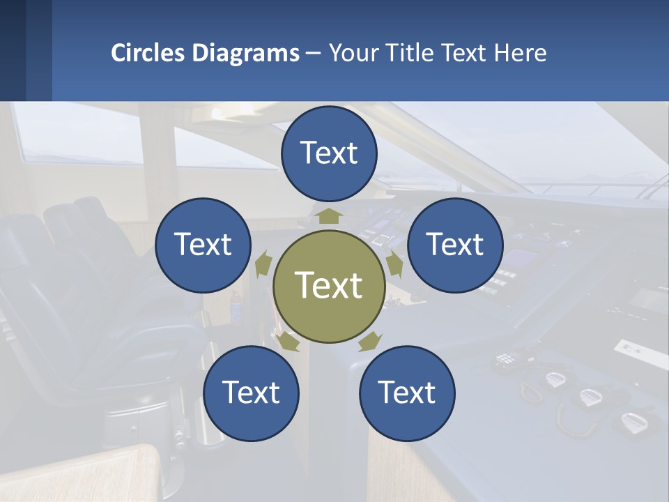 A View Of A Boat's Control Panel From The Cockpit PowerPoint Template