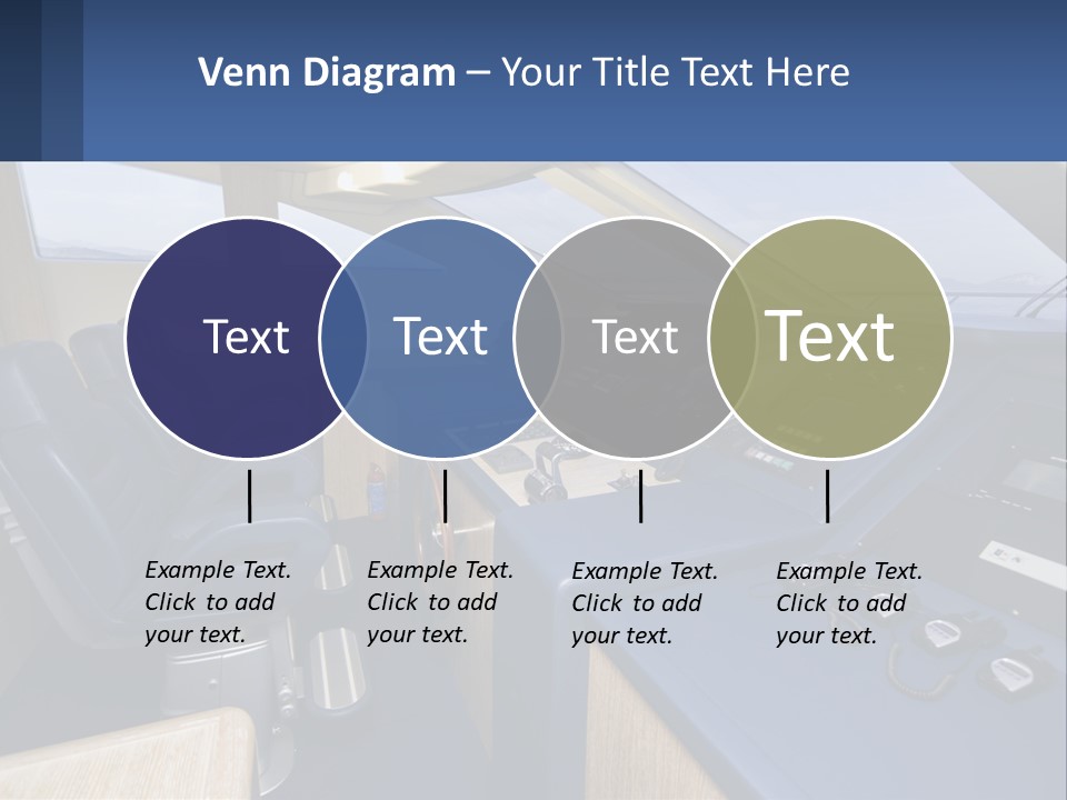 A View Of A Boat's Control Panel From The Cockpit PowerPoint Template