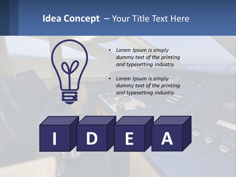 A View Of A Boat's Control Panel From The Cockpit PowerPoint Template