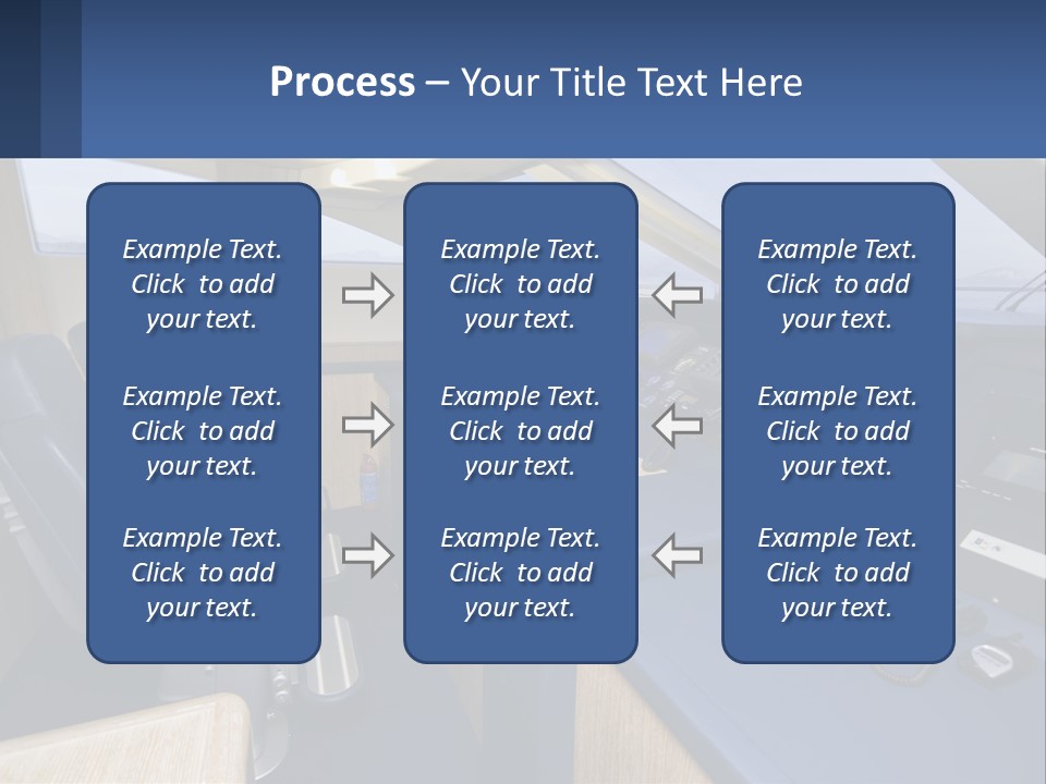 A View Of A Boat's Control Panel From The Cockpit PowerPoint Template