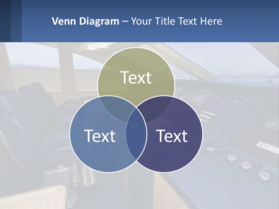 A View Of A Boat's Control Panel From The Cockpit PowerPoint Template