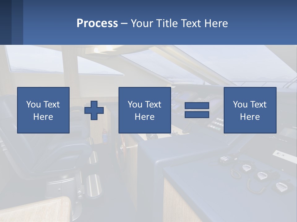 A View Of A Boat's Control Panel From The Cockpit PowerPoint Template