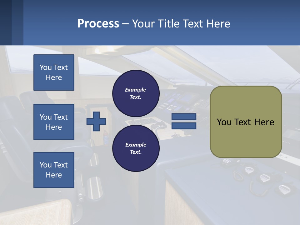 A View Of A Boat's Control Panel From The Cockpit PowerPoint Template