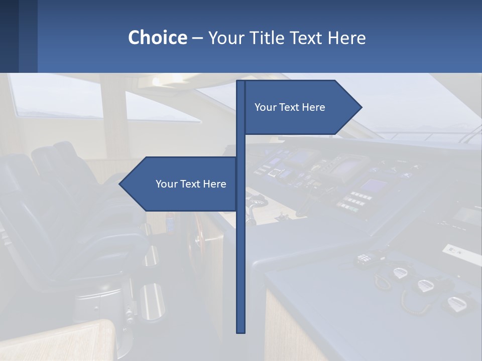 A View Of A Boat's Control Panel From The Cockpit PowerPoint Template