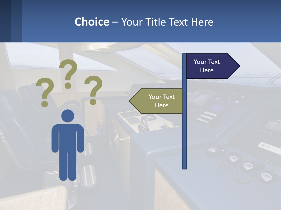 A View Of A Boat's Control Panel From The Cockpit PowerPoint Template