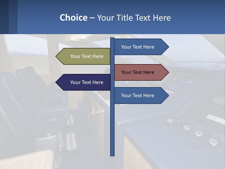 A View Of A Boat's Control Panel From The Cockpit PowerPoint Template