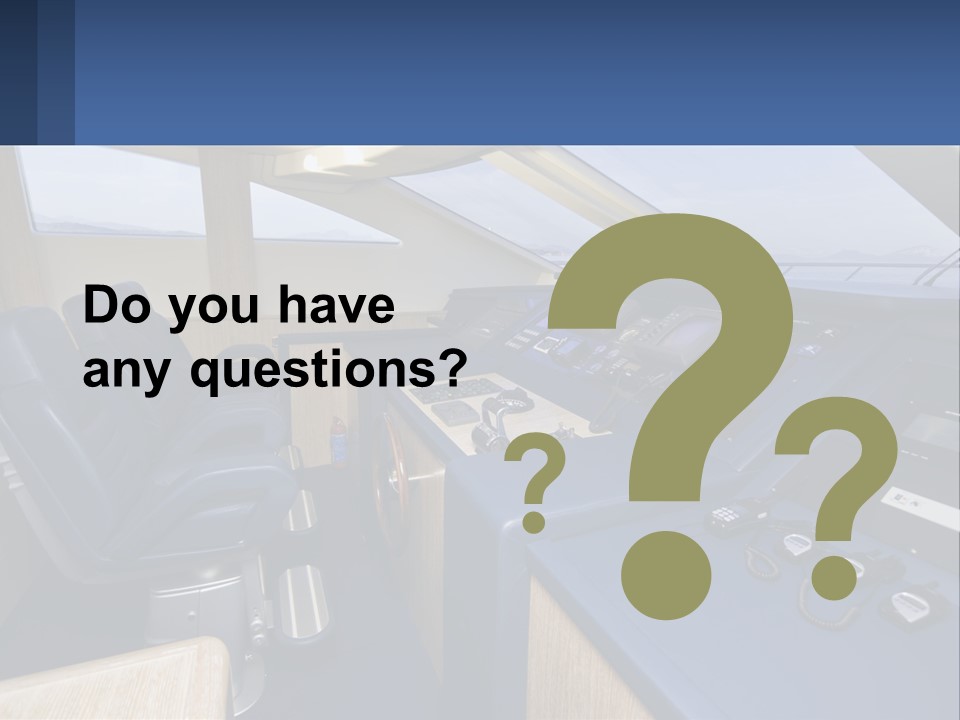 A View Of A Boat's Control Panel From The Cockpit PowerPoint Template