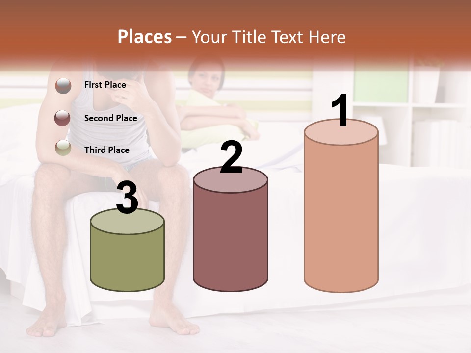 A Man Sitting On A Bed Next To A Woman PowerPoint Template