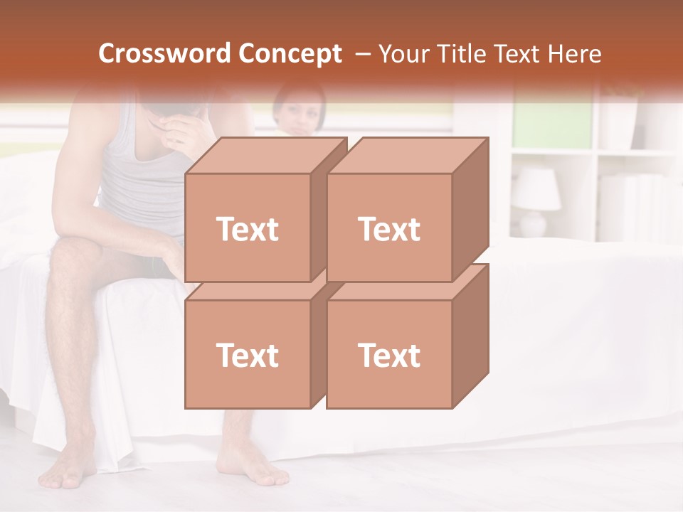 A Man Sitting On A Bed Next To A Woman PowerPoint Template